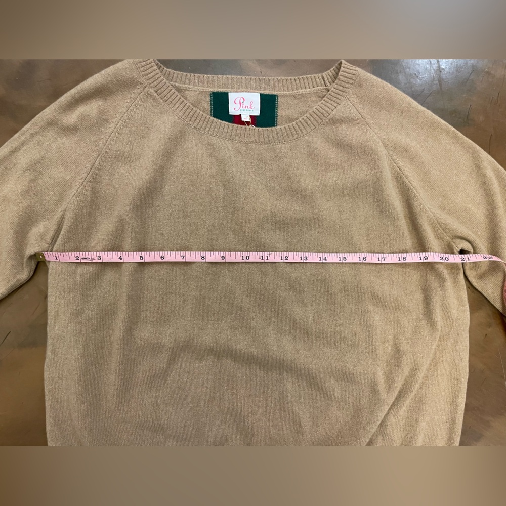 PINK PINEAPPLE - Taupe Cashmere Sweater with Pattern on Back NWT - Picture 4 of 9